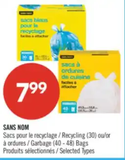 Pharmaprix NO NAME Recycling (30) or Garbage (40 - 48) Bags offer