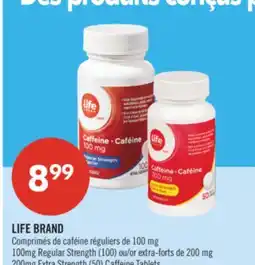 Pharmaprix LIFE BRAND 100mg Regular Strength (100) or 200 mg 200mg Extra Strength (50) Caffeine Tablets offer