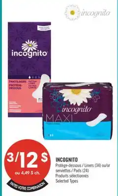 Pharmaprix INCOGNITO Liners (34) or Pads (24) offer