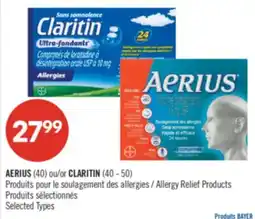 Pharmaprix AERIUS (40) or CLARITIN (40 - 50) Allergy Relief Products offer