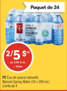 Pharmaprix PC Natural Spring Water (24 x 500 mL) offer