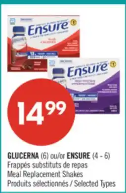 Pharmaprix GLUCERNA (6) or ENSURE (4 - 6) Meal Replacement Shakes offer