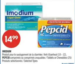 Pharmaprix IMODIUM Anti-Diarrheal (10 - 12), PEPCID Tablets or Chewables (25) offer