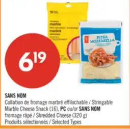 Pharmaprix NO NAME Stringable Marble Cheese Snack (16), PC or NO NAME Shredded Cheese (320 g) offer