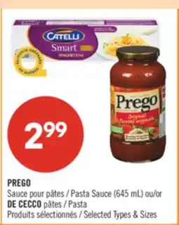 Pharmaprix PREGO Pasta Sauce (645 mL) or DE CECCO Pasta offer