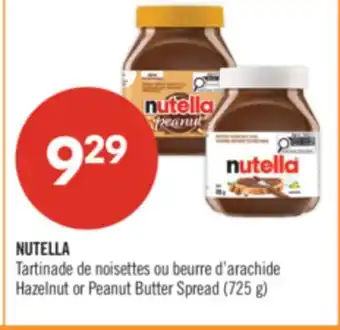 Pharmaprix NUTELLA Hazelnut or Peanut Butter Spread offer