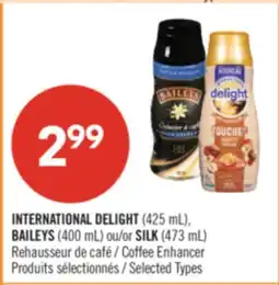 Pharmaprix INTERNATIONAL DELIGHT (425 mL), BAILEYS (400 mL) or SILK (473 mL) Coffee Enhancer offer