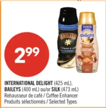 Pharmaprix INTERNATIONAL DELIGHT (425 mL), BAILEYS (400 mL) or SILK (473 mL) Coffee Enhancer offer