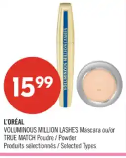 Pharmaprix L'ORÉAL VOLUMINOUS MILLION LASHES Mascara or TRUE MATCH Powder offer