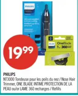 Pharmaprix PHILIPS NT3000 Nose Hair Trimmer, ONE BLADE INTIME PROTECTION DE LA PEAU ou LAME 360 Refills offer