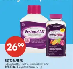 Pharmaprix RESTORAFIBRE Laxative Gummies (140) or RESTORALAX Powder (510 g) offer