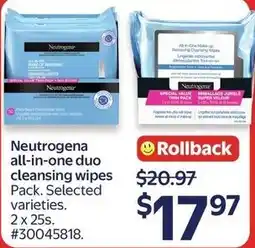 Walmart Neutrogena all-in-one duo cleansing wipes offer