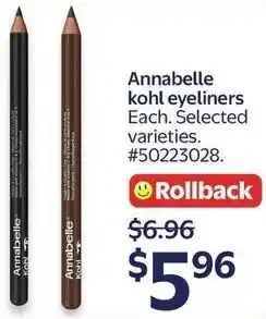Walmart Annabelle kohl eyeliners offer