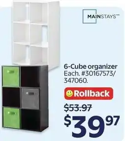Walmart MAINSTAYS 6-Cube organizer offer