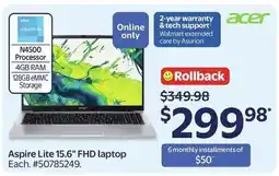 Walmart Aspire Lite 15.6" FHD laptop offer