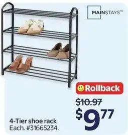 Walmart MAINSTAYS 4-Tier shoe rack offer