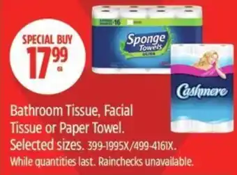 Bathroom Tissue, Facial Tissue or Paper Towel