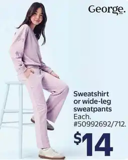 Walmart George Sweatshirt or wide-leg sweatpants offer