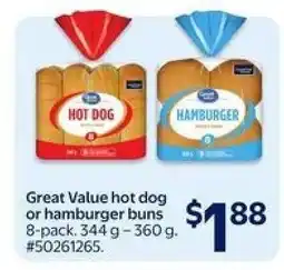 Walmart Great Value Hot Dog or Hamburger Buns offer