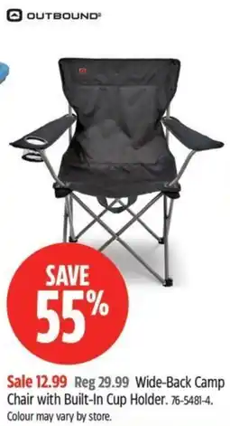 Canadian Tire Outbound wide-back camp chair with built-in cup holder offer