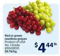 Walmart RED OR GREEN SEEDLESS GRAPES offer