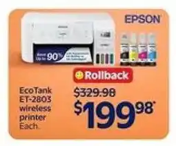 Walmart Epson EcoTank ET-2803 wireless printer offer