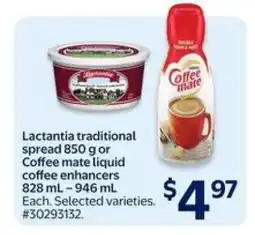 Walmart Lactantia traditional spread or Coffee mate liquid coffee enhancers offer
