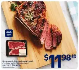 Walmart Bone-in striploin beef steak 2-pack offer