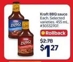 Walmart Kraft BBQ Sauce offer