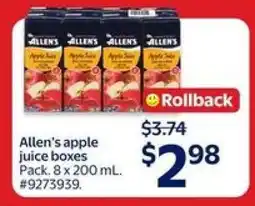 Walmart Allen's apple juice boxes offer