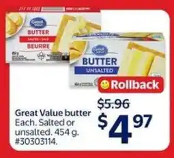 Walmart Great Value Butter offer