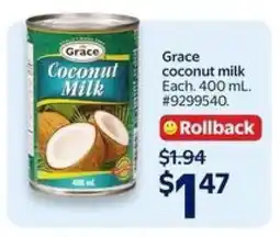 Walmart Grace Coconut Milk offer
