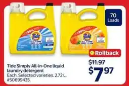 Walmart Tide Simply All-in-One liquid laundry detergent offer