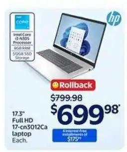 Walmart HP Laptop 17-cn3012ca offer