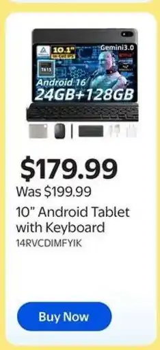 Walmart 10” Android Tablet with Keyboard offer