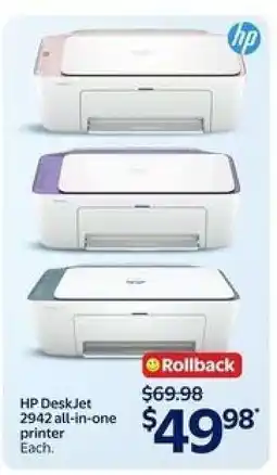 Walmart HP DeskJet 2942 all-in-one printer offer