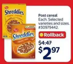 Walmart Post Cereal offer
