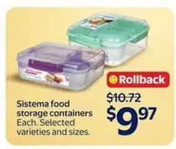 Walmart Sistema Food Storage Containers offer