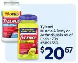 Walmart Tylenol Muscle & Body or Arthritis pain relief offer