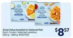 Walmart Great Value Breaded or Battered Fish offer