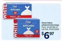 Walmart Great Value White Kitchen Bags offer