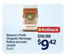 Walmart Nature's Path Organic Heritage flakes eco pac cereal offer