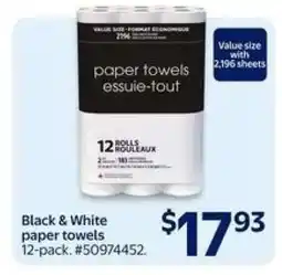 Walmart Black & White paper towels offer