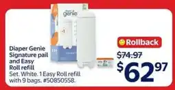 Walmart Diaper Genie Signature pail and Easy Roll refill offer