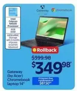 Walmart Gateway (by Acer) Chromebook Laptop 14 offer