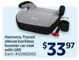 Walmart Harmony Transit deluxe backless booster car seat with UAS offer