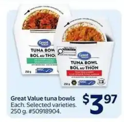 Walmart Great Value tuna bowls offer