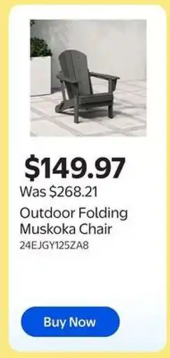 Walmart Outdoor Folding Muskoka Chair offer