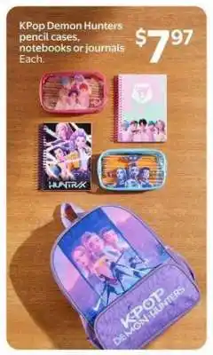 Walmart KPop Demon Hunters pencil cases, notebooks or journals offer