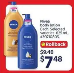 Walmart Nivea Body Lotion offer